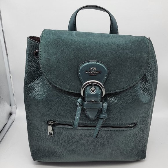 Coach Kleo Mixed Material Backpack C7253 Forest Green - Picture 1 of 10